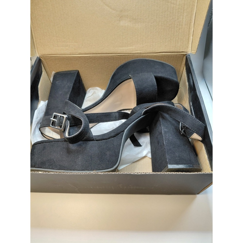 Fashion Nova Black Platform Sandals Block Heel Buckle Ankle Strap Women's Size 9 - Picture 2 of 7